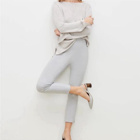 MM LaFleur Pants Womens 6 Gray Marais Everstretch Quartz Side Zip Crop Cigarette - Picture 1 of 14